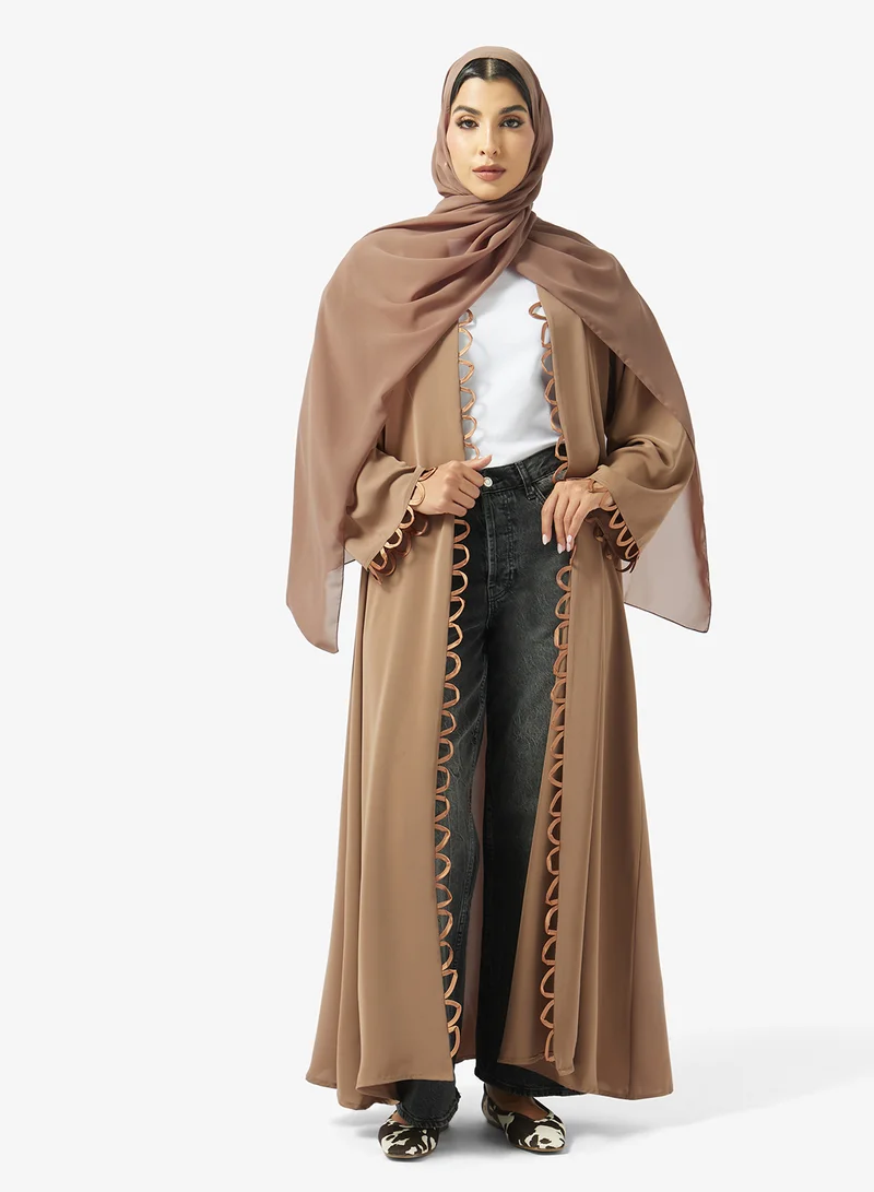 Front Loops Detailing Open Front Abaya