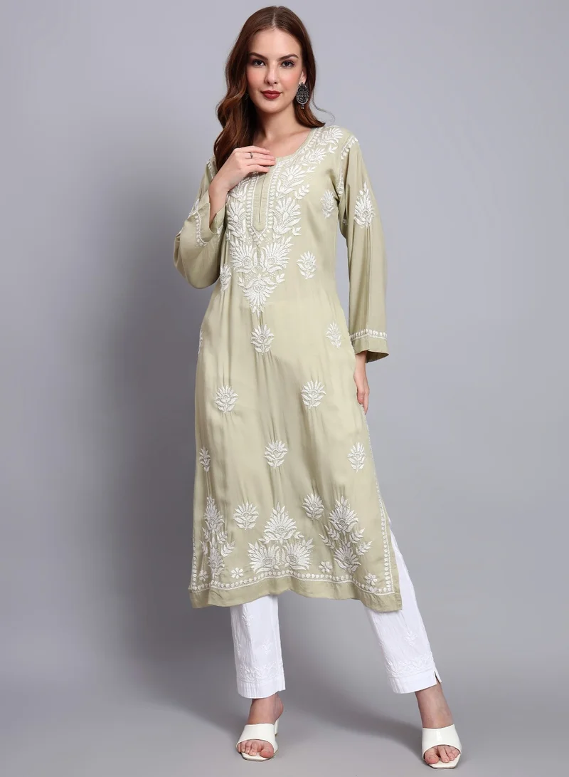 الايا كورتي مستقيم مطرز يدوياً شكنكاري من المودال - AL3683