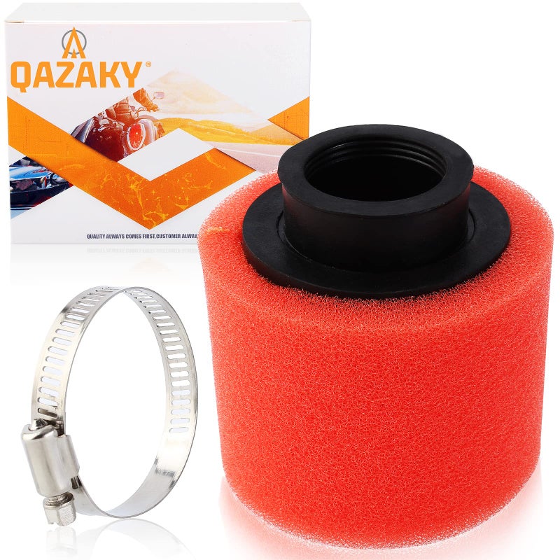 QAZAKY Universal 35mm Red Double Foam Pod Performance Filter for 50cc 70cc 90cc 110cc 125cc ATV Quad Scooter Go Kart Moped Pit Dirt Racing Super Pocket Bike Yamaha Suzuki