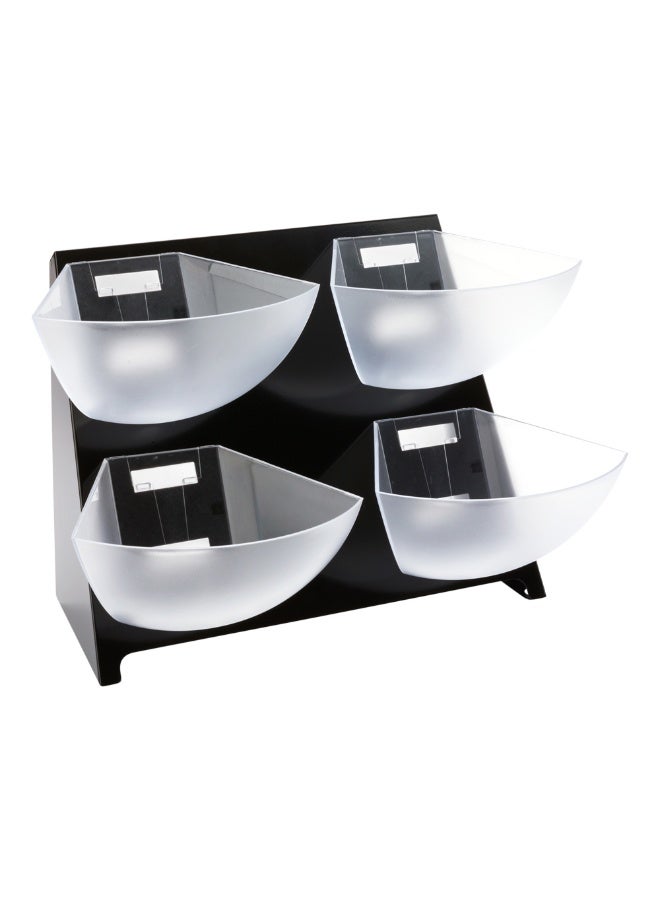 Restaurantware Met Lux 15.5 x 10 x 10.5 Inch Coffee Accessory Caddy, 1 Premium Coffee And Condiment Organizer - 4 Removable Compartments, Black Steel Breakroom Organizer - Image 1