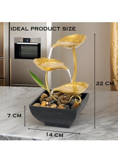 AERROW QUICK AERROW QUICK Tabletop Water Fountain 3 Tier Lotus Leaf Tabletop Fountain with Natural River Rock Indoor Zen Relaxation for Office Living Room or Bedroom Dcor  - Image 5