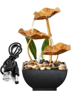 AERROW QUICK AERROW QUICK Tabletop Water Fountain 3 Tier Lotus Leaf Tabletop Fountain with Natural River Rock Indoor Zen Relaxation for Office Living Room or Bedroom Dcor  - Image 1