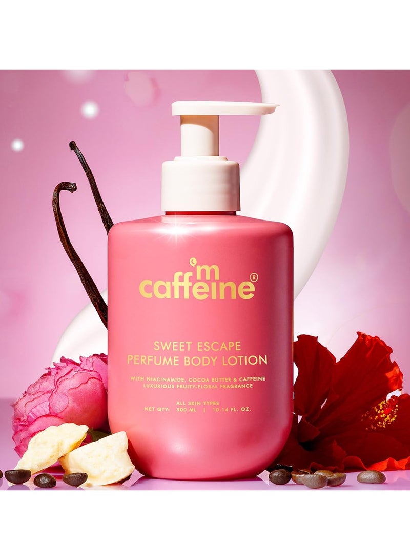 MCaffeine Sweet Escape Perfume Body Lotion | Niacinamide, Cocoa Butter & Shea Butter For Deep Moisturization | Lightweight, Non-Sticky | Fruity-Floral Fragrance | Body Lotion For Dry Skin - 300ml  - Image 2