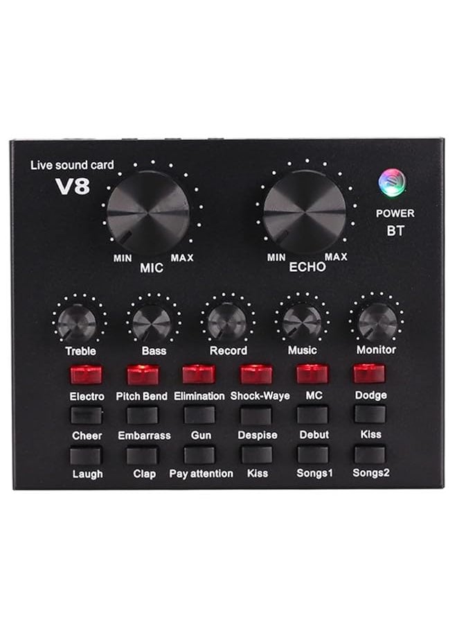 Arabest V8 Sound Card For Live Streaming Voice Changer Live Sound Card With Effects Bluetooth Audio Mixer For Music Recording Karaoke Singing Podcast For Cell Phone Iphone Pc Type C 1200Mah  - Image 1