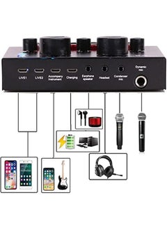 Arabest V8 Sound Card For Live Streaming Voice Changer Live Sound Card With Effects Bluetooth Audio Mixer For Music Recording Karaoke Singing Podcast For Cell Phone Iphone Pc Type C 1200Mah  - Image 2