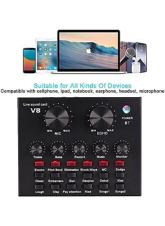 Arabest V8 Sound Card For Live Streaming Voice Changer Live Sound Card With Effects Bluetooth Audio Mixer For Music Recording Karaoke Singing Podcast For Cell Phone Iphone Pc Type C 1200Mah  - Image 4