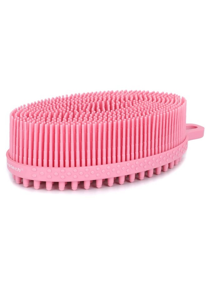 FReatech FReatech Body Exfoliating Scrub Shower Brush, 2-sided Silicone Bristles for Wet & Dry Brushing, Gentle Massage and Fine Cleansing, Care for All Skin Types, Softer & Durable Than Loofah, Pink  - Image 1