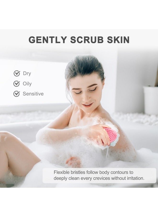 FReatech FReatech Body Exfoliating Scrub Shower Brush, 2-sided Silicone Bristles for Wet & Dry Brushing, Gentle Massage and Fine Cleansing, Care for All Skin Types, Softer & Durable Than Loofah, Pink  - Image 4