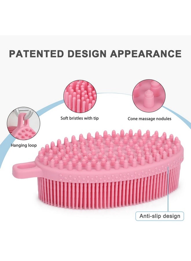 FReatech FReatech Body Exfoliating Scrub Shower Brush, 2-sided Silicone Bristles for Wet & Dry Brushing, Gentle Massage and Fine Cleansing, Care for All Skin Types, Softer & Durable Than Loofah, Pink  - Image 2