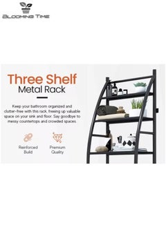 BLOOMING TIME 3-Layer Storage Rack Above The Toilet, Easy To Install, Space-Saving, Black  - Image 3