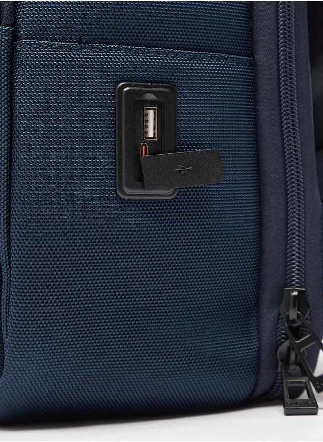 دوتشيني Textured Backpack with Zip Closure