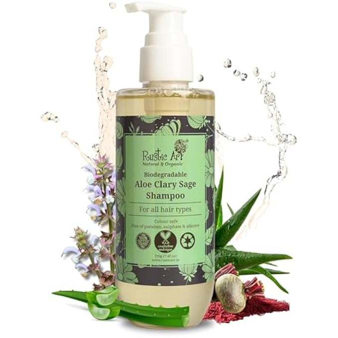 Rustic Art شامبو الصبار والمريمية لجميع أنواع الشعر | خالي من الكبريتات والبارابين | قابل للتحلل الحيوي، عضوي | (210 جرام) - Image 2