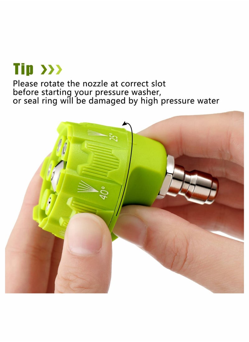 KASTWAVE - Pressure Washer Spray Nozzle, 2 Pcs 6 in 1 Quick Changeover and Adjustable 1/4in Plug Connect Tips 4000 Psi Washer Nozzle for Pressure Washer - Image 1
