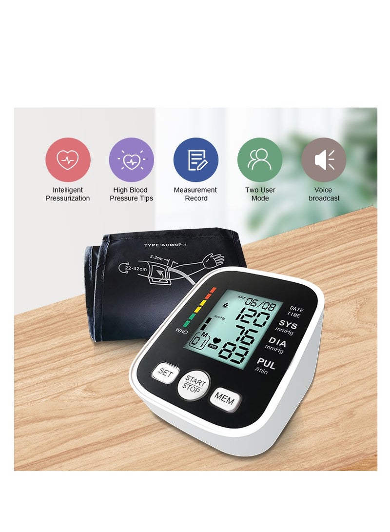 REALBLAD Blood Pressure Monitor, LCD Display Large Screen Fully Automatic Accurate Readings Adjustable bp Cuff Upper Arm Blood Pressure Machine, Voice Prompt, Irregular Heartbeat Detection, Clear Display - Image 2