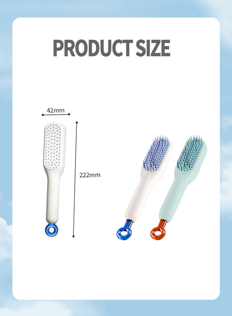 2pcs Hair Brush Self Cleaning, Self-Cleaning Anti-Static Massage Comb, Self Cleaning Hair Brush, One-Pull Clean Massage Comb, Scalable Rotate Lifting Clean Hair Brush, Smooth Hair - Image 2