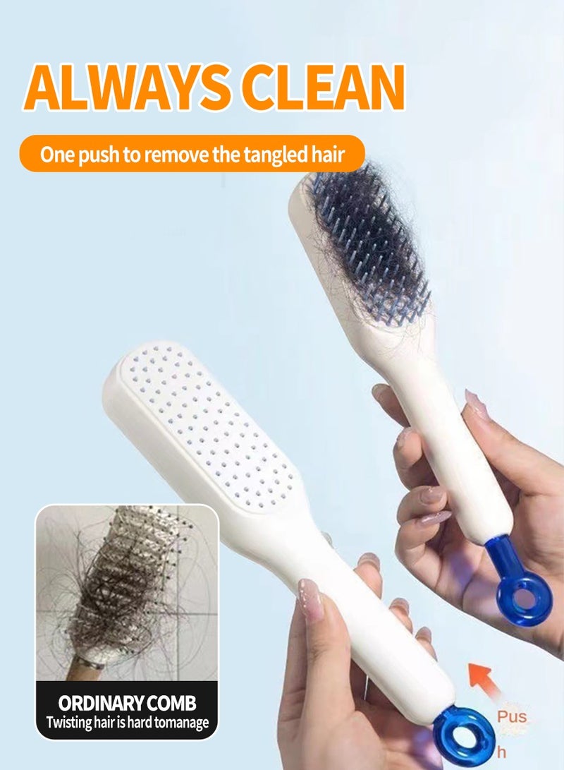 2pcs Hair Brush Self Cleaning, Self-Cleaning Anti-Static Massage Comb, Self Cleaning Hair Brush, One-Pull Clean Massage Comb, Scalable Rotate Lifting Clean Hair Brush, Smooth Hair - Image 3