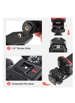 Generic Adjustable Cell Phone Tripod Mount Adapter with Dual Cold Shoe Holders, 360° Rotatable Rubber Pad Clip for iPhone and Samsung, Perfect for Video Live Streaming and Vlogging Rig.  - Image 4