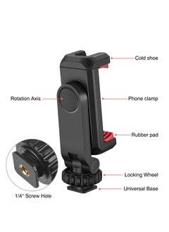 Generic Adjustable Cell Phone Tripod Mount Adapter with Dual Cold Shoe Holders, 360° Rotatable Rubber Pad Clip for iPhone and Samsung, Perfect for Video Live Streaming and Vlogging Rig.  - Image 3