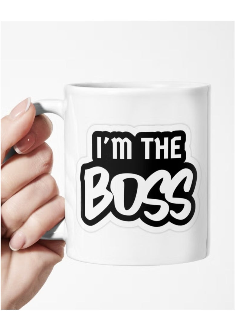 كوب سيراميك فريد من نوعه (أنا الرئيس) للشاي والقهوة بمقبض