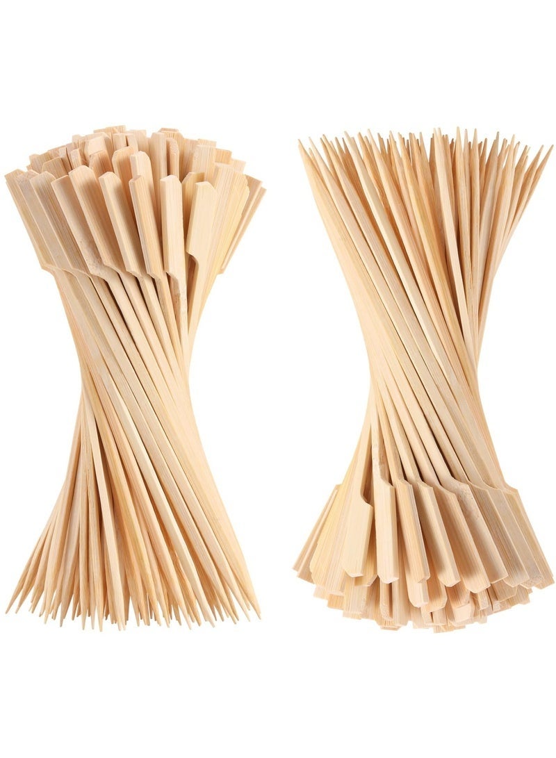 200 PCS Bamboo Skewers for Appetizers, 12cm Toothpicks, Picks for Drinks, Fruit Kababs, Sausage, Barbecue Snacks, Natural Wooden Paddle Skewer Mini Food Sticks, Charcuterie Accessories (Beige) - Image 2