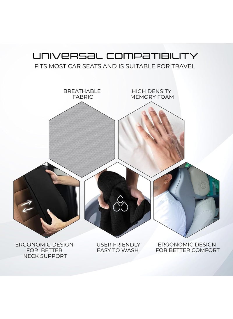 ROBUSTT Robustt Car Neck Pillow Grey Pack of 1 Ultrasoft Memory Foam for Neck Pain Back Pain for Car Travel I Superior Neck Back Support Relieves Muscle Pain Washable Cover Easy Installation  - Image 4
