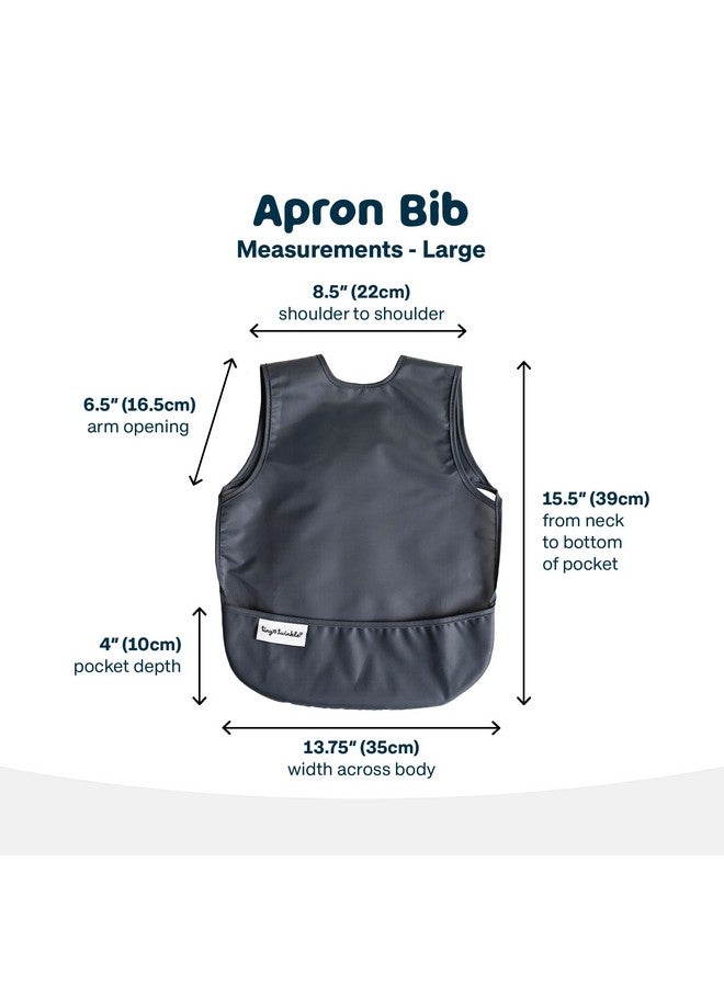Tiny Twinkle Tiny Twinkle Mess-Proof Apron Toddler Bibs w/Tug-Proof Closure, Baby Food Bibs, 2 Pack (Sage Charcoal, Large 2-4 Years)  - Image 5
