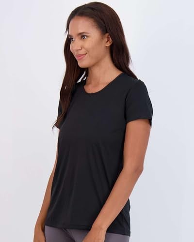 REALESSENTIALS Real Essentials 5 Pack: Women's Short Sleeve T-Shirts Workout Tops Fitness Pilates Gym Activewear Athletic (Plus Available), Set 5, L, Pack of 5 - Image 3