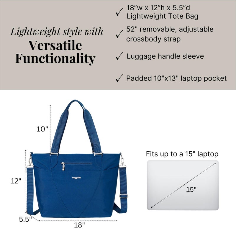 Baggallini Avenue Tote Bag - Lightweight, Water Resistant, Carry-On Travel Purse With Zippered Pockets and Laptop Sleeve - Image 5