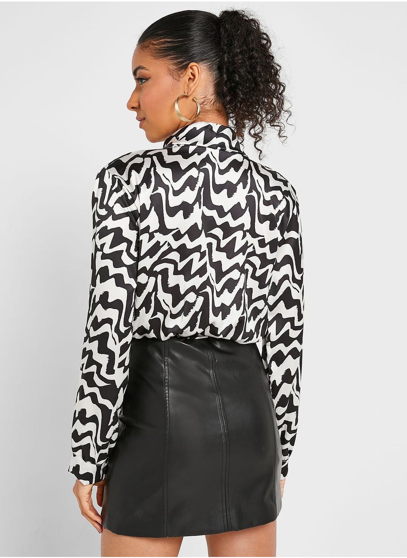 boohoo Printed Tie Detail Top  - Image 2