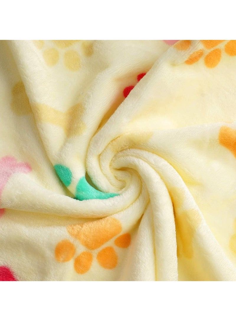Generic Puppy Blanket, Kitten Blankets, 1 Pack 3 Blankets for Dogs, Super Soft Fluffy Premium Fleece Pet Blanket Flannel Throw for Dog Puppy Cat Bone Paw, Light Yellow, Kitten Puppy Small Animals Towel  - Image 4