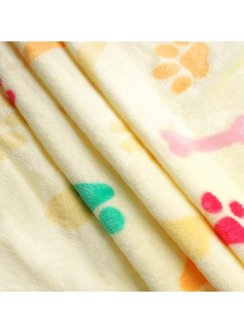 Generic Puppy Blanket, Kitten Blankets, 1 Pack 3 Blankets for Dogs, Super Soft Fluffy Premium Fleece Pet Blanket Flannel Throw for Dog Puppy Cat Bone Paw, Light Yellow, Kitten Puppy Small Animals Towel  - Image 5