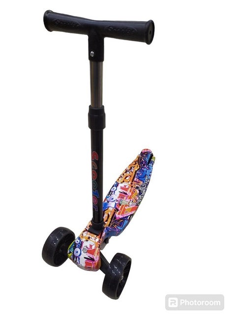 Scooter for Kids, 3 Colorful Flash Wheel, Smart Kick Scooter with Foldable & Height Adjustable Handle (Graffiti)
