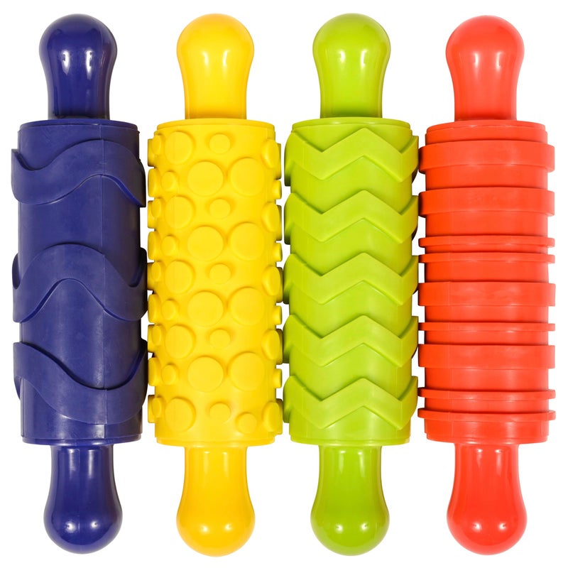 Ready 2 Learn Paint & Dough Texture Rollers - Set of 4 Patterns - Playdough Accessories - Easy-Grip Art Supplies - Paint Stamps for Kids - Clay Tools for Kids - Image 1
