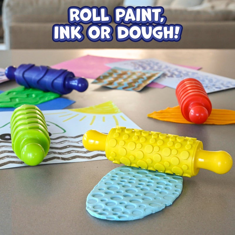 Ready 2 Learn Paint & Dough Texture Rollers - Set of 4 Patterns - Playdough Accessories - Easy-Grip Art Supplies - Paint Stamps for Kids - Clay Tools for Kids - Image 2