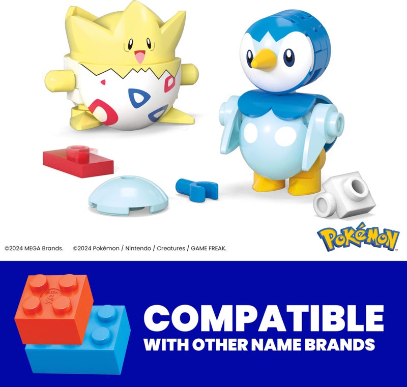 Mega Brands MEGA Pokémon Action Figure Building Toys Set, Poké Ball 2-Pack, Togepi and Piplup with 41 Pieces, for Kids - Image 2