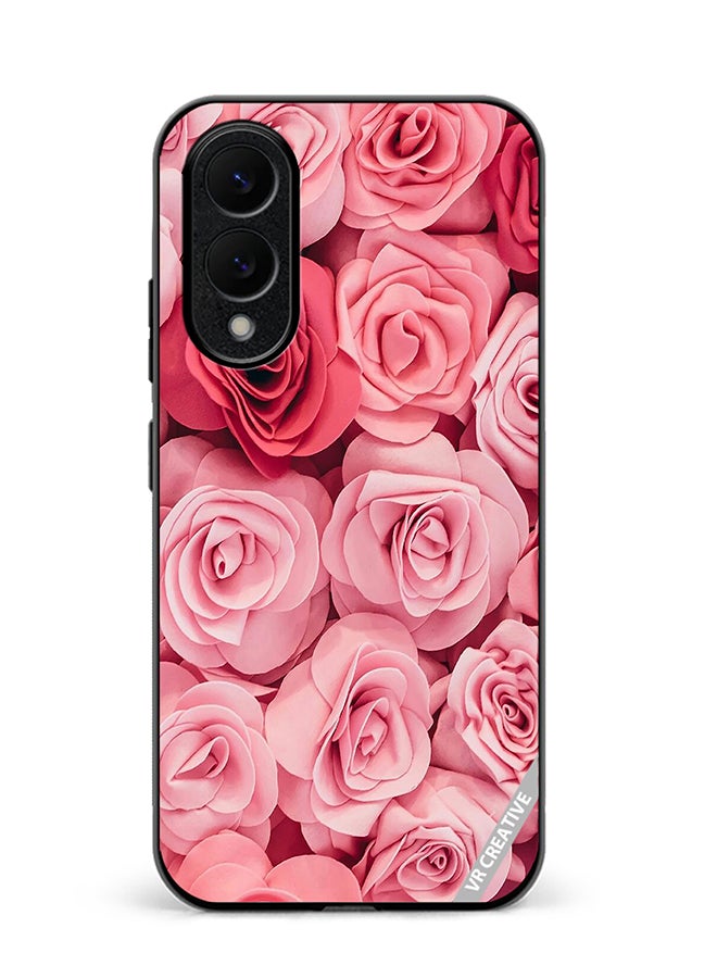 Protective Case Cover For Samsung Galaxy S25 Edge Pink Rose Flowers Design Multicolour
