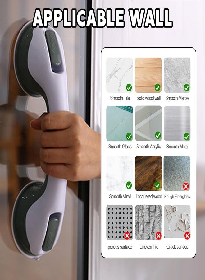Zhazieon 2 Pack Grab Bars for Bathtubs and Showers, Shower Handle Suction Shower Bar, Safety Bars for Shower Chair, Bathroom Grab Bar for Senior，No Drilling Removable (White Gray) - Image 4