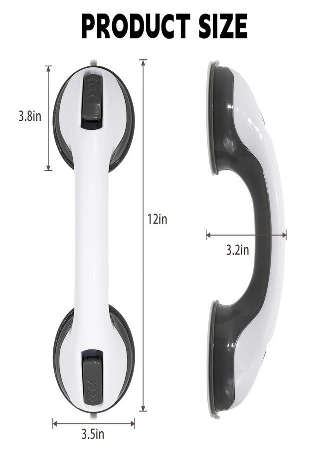 Zhazieon 2 Pack Grab Bars for Bathtubs and Showers, Shower Handle Suction Shower Bar, Safety Bars for Shower Chair, Bathroom Grab Bar for Senior，No Drilling Removable (White Gray) - Image 2