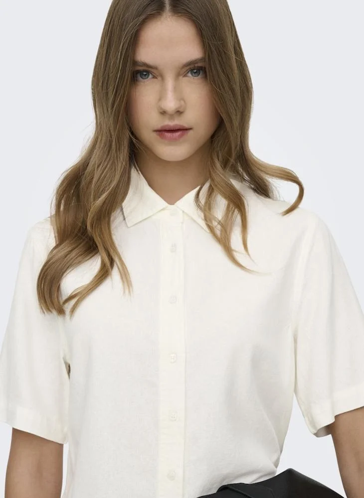 ONLY  Onlgoa Short Sleeve Button Down  Linen  Shirt for Women | Best Price UAE
