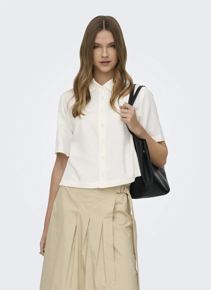 ONLY  Onlgoa Short Sleeve Button Down  Linen  Shirt for Women | Best Price UAE