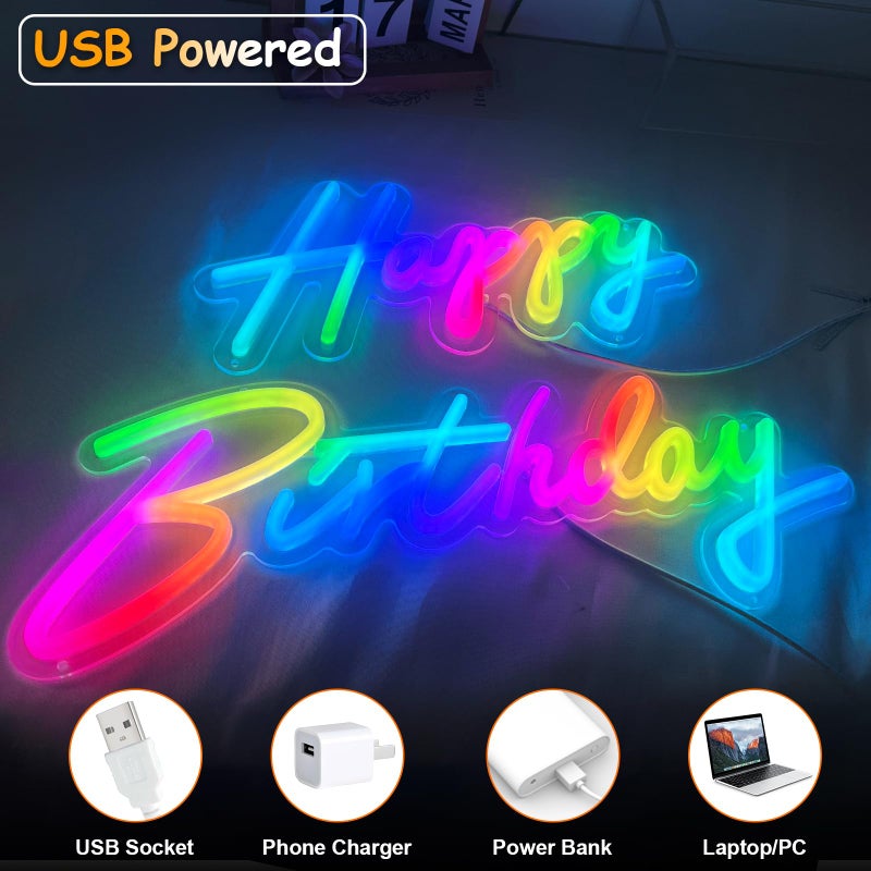 divatla Happy Birthday Neon Sign Large - Colorful Happy Birthday Sign Reusable Neon Signs for Wall Decor, LED Sign for Birthday Party with Remote 200+ Colors, App Control, Music Sync, Birthday Gift for Boys & Girls - Image 4