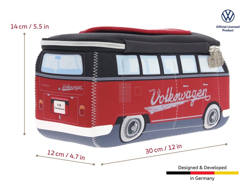 BRISA VW Collection - Volkswagen Neoprene Universal Makeup Cosmetics Toiletry Travel Pharmacy Bag in T1 Bus Design (Red/Black) (Large (11.8 x 5.5 x 4.7 inches)) - Image 3