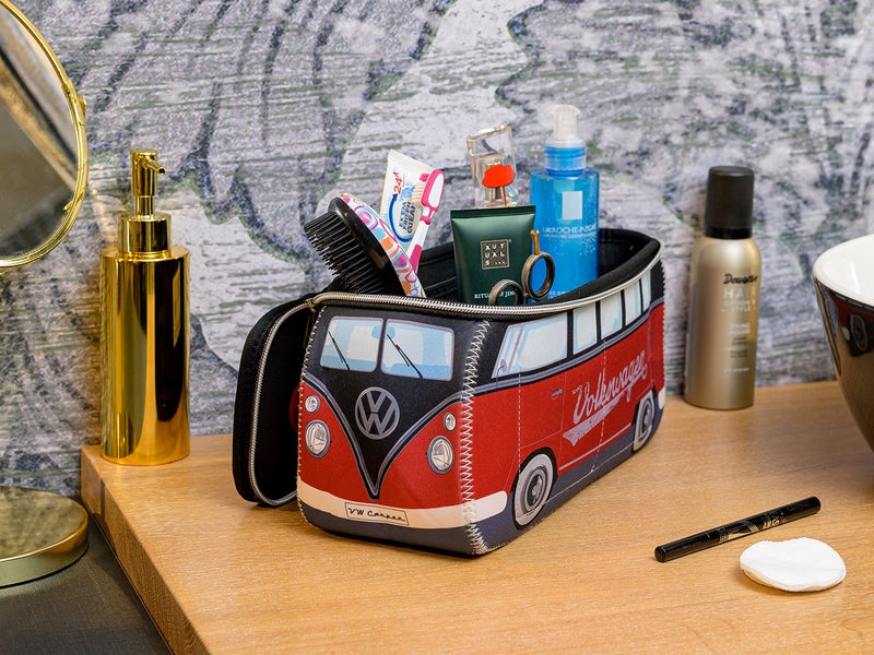BRISA VW Collection - Volkswagen Neoprene Universal Makeup Cosmetics Toiletry Travel Pharmacy Bag in T1 Bus Design (Red/Black) (Large (11.8 x 5.5 x 4.7 inches)) - Image 4