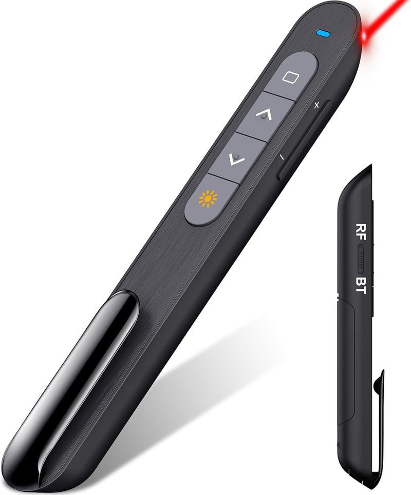 دينو فاير جهاز عرض لاسلكي من ، يعمل بتردد 2.4GHz RF + بلوتوث، قارئ عرض تقديمي، مستقبل USB-A لتقديم الشرائح في PowerPoint، يعمل مع أجهزة Mac/Windows/Laptops للاجتماعات المكتبية والتدريس في الفصول الدراسية - Image 1