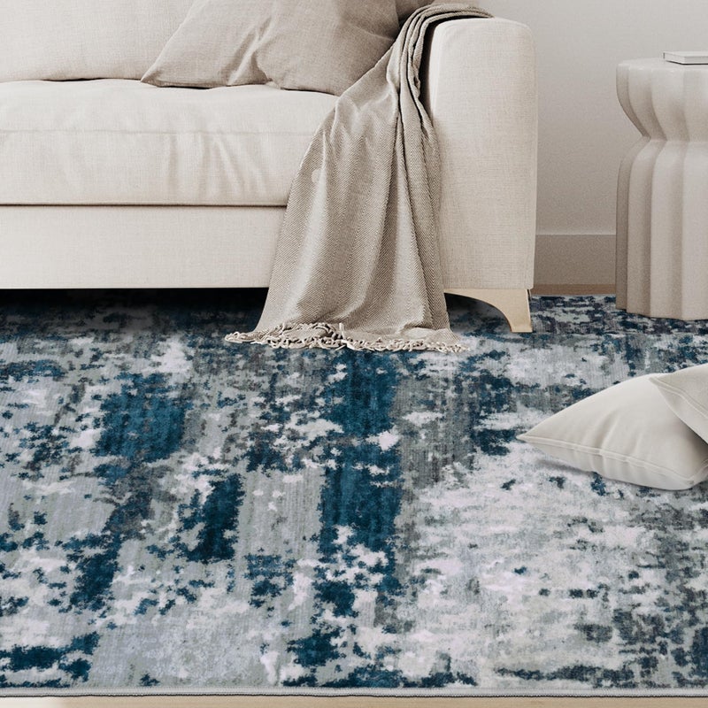 Aelenmu 8x10 Area Rugs for Living Room Rug Washable: Abstract Large Rug for Dining Room Bedroom Carpet Non Slip 8 by 10 Indoor Modern Nursery Home Office Navy Grey - Image 3