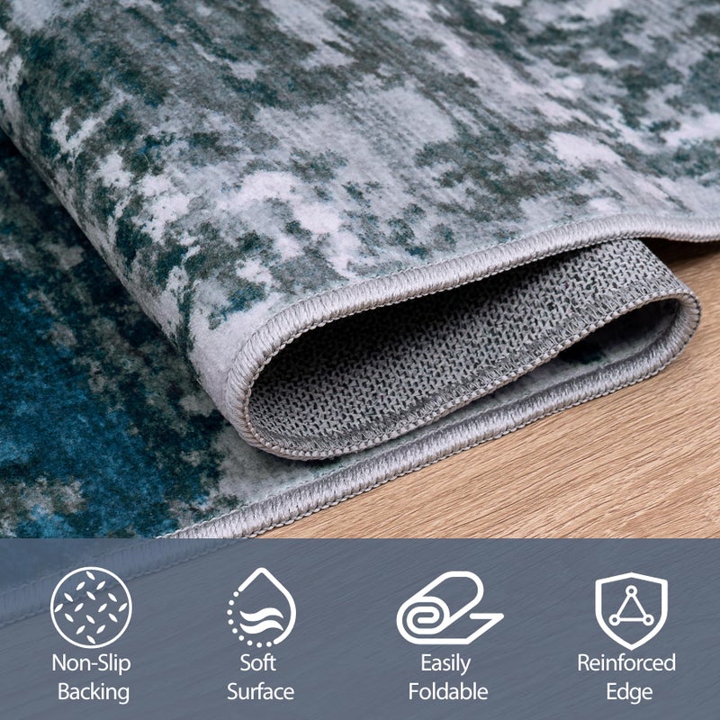 Aelenmu 8x10 Area Rugs for Living Room Rug Washable: Abstract Large Rug for Dining Room Bedroom Carpet Non Slip 8 by 10 Indoor Modern Nursery Home Office Navy Grey - Image 4