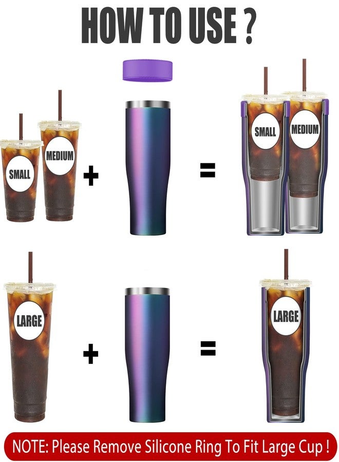 Niceyos Universal Iced Coffee Sleeve - Upgraded Double Wall Reusable Stainless Steel Holder Sleeves Insulator for Cold Drinks Fits Starbucks Dunkin Donuts McDonalds Small Medium Large Cup (Aurora) - Image 2