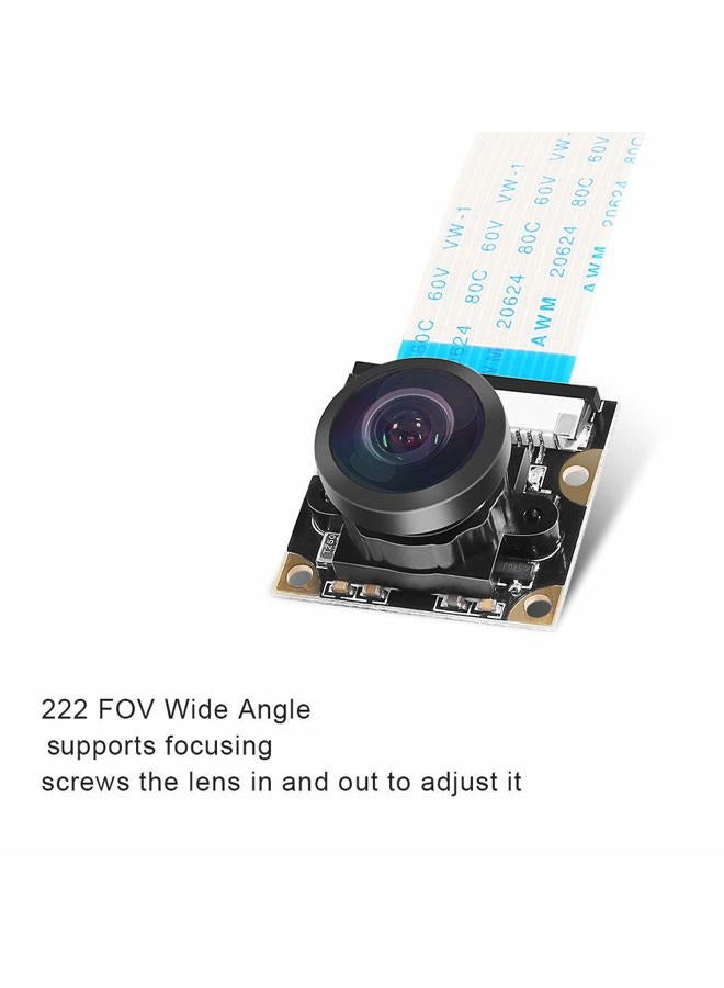 Dorhea Raspberry Pi 3 Model b+ Camera Webcam 222 FoV Fisheye Wide Angle Degree 5 Megapixel 1080p OV5647 Camera Video Module for Raspberry Pi Model 3 A/B/B+, Pi 2 and Raspberry Pi 3,3 B+ - Image 3