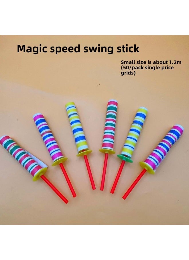Classic Nostalgic Children's Whole-person Telescopic Swing Stick Toy Magic Magic Stick Scary Swing Stick Paper Roll Stick Hot Sale Toy-Color:Magic Speed Swing Stick Small Size About 1.2 M (50/pack Single Price)  - Image 1
