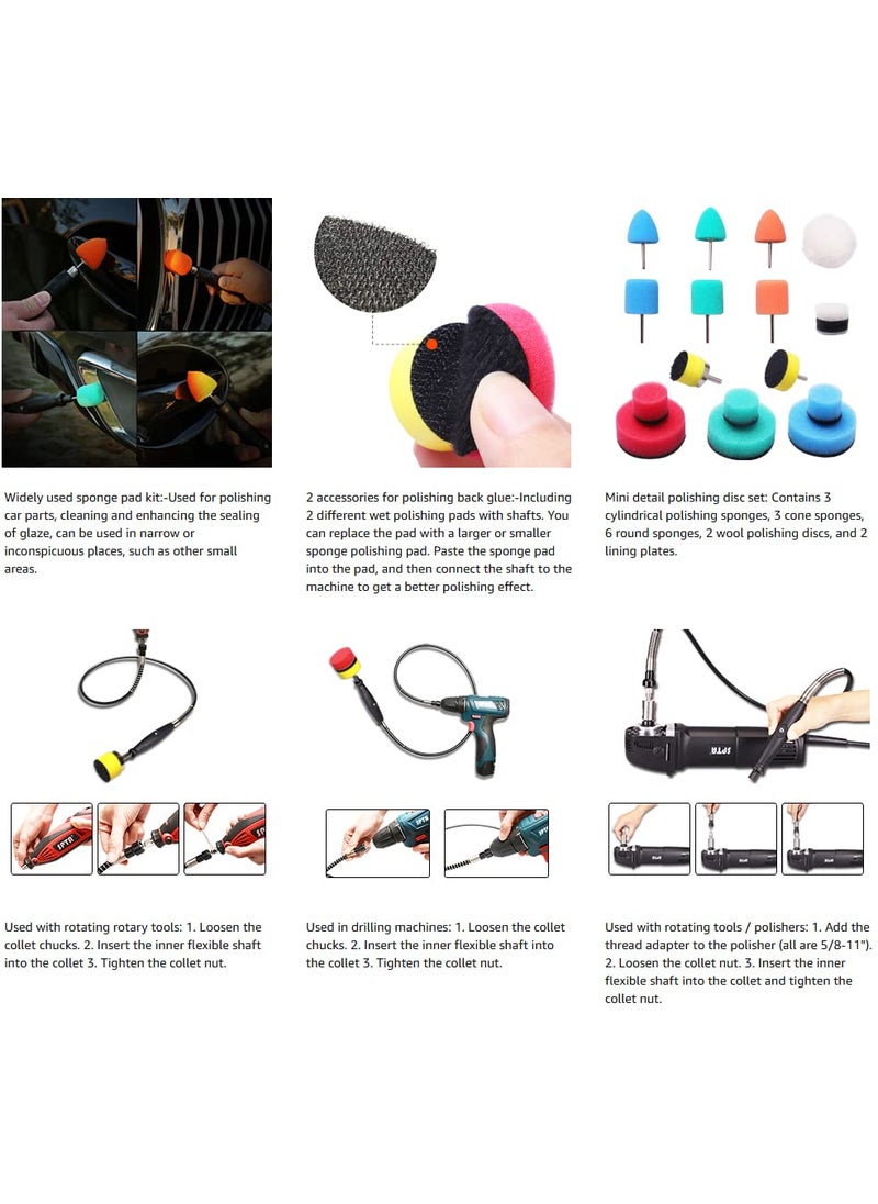 DIY Crafts DIY Crafts With 2xFelt 2x Fur Pad, 7"inch Kit, 22x Mini Buffing Polishing Detail Polisher Pads On Rotary Tools,Cordless Drill, Polisher Tool for Tight Area Deta (With 2xFelt 2x Fur Pad, 7"inch Kit)  - Image 3